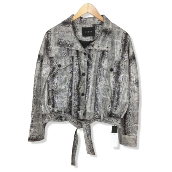 NWT Blank NYC Here We Go Again Faux Leather Snake Moto Jacket Size Small $128 - Picture 6 of 11